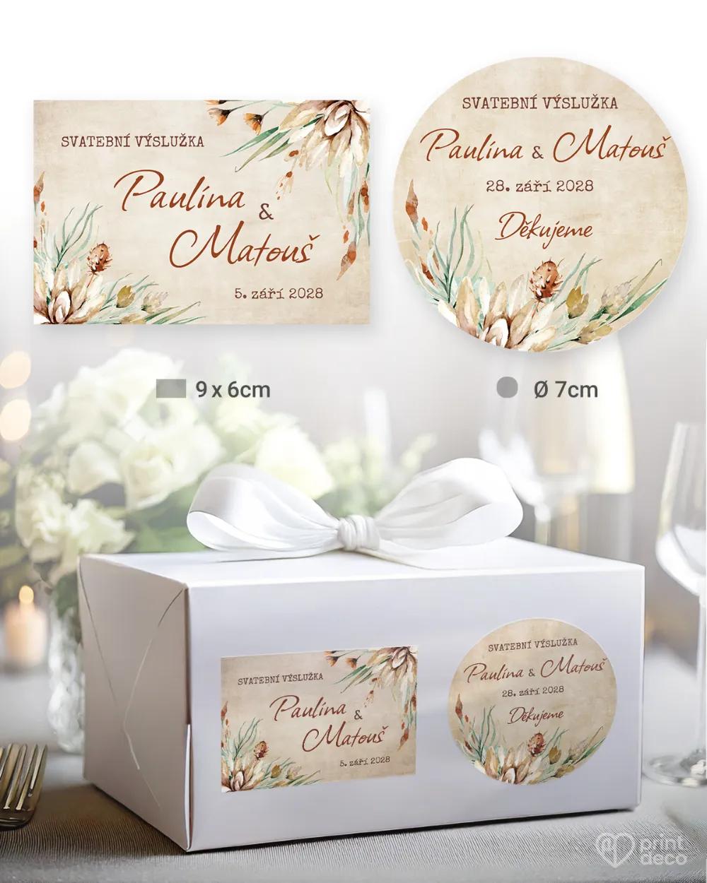 Svatební samolepky na výslužky savana II.