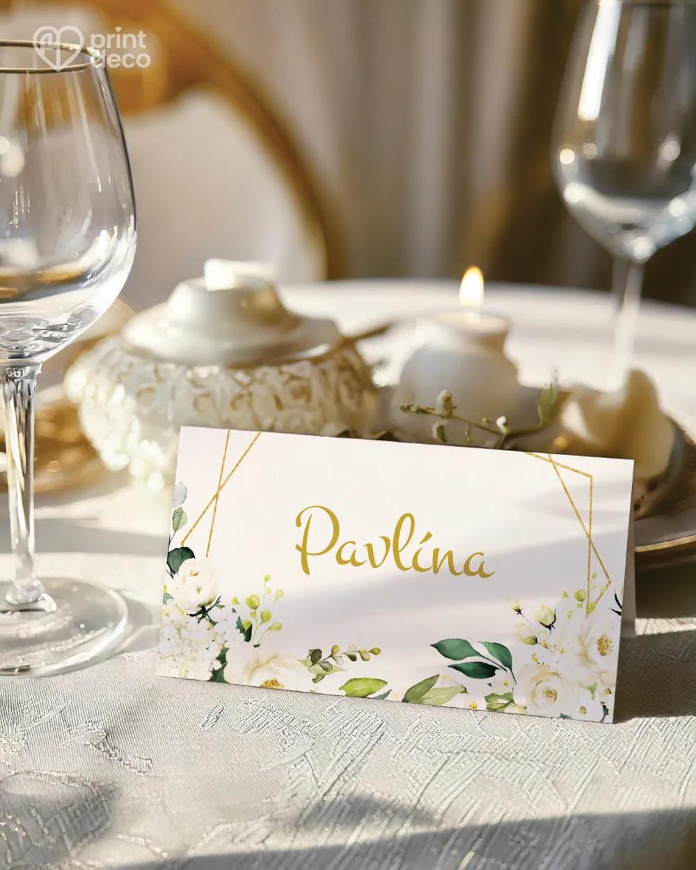 Svatební jmenovky – Bílé růže III.