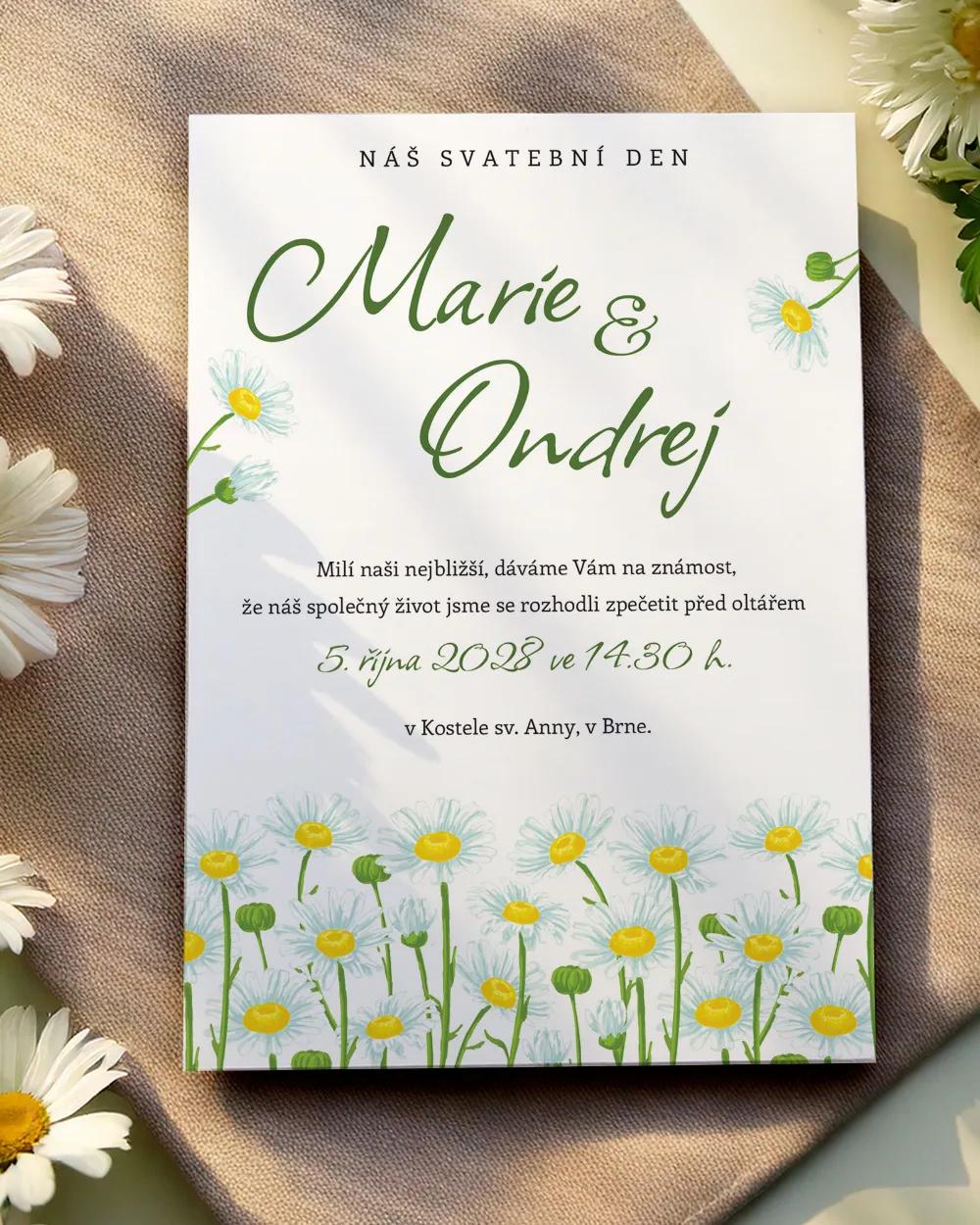 Svatební oznámení - Něžné sedmikrásky