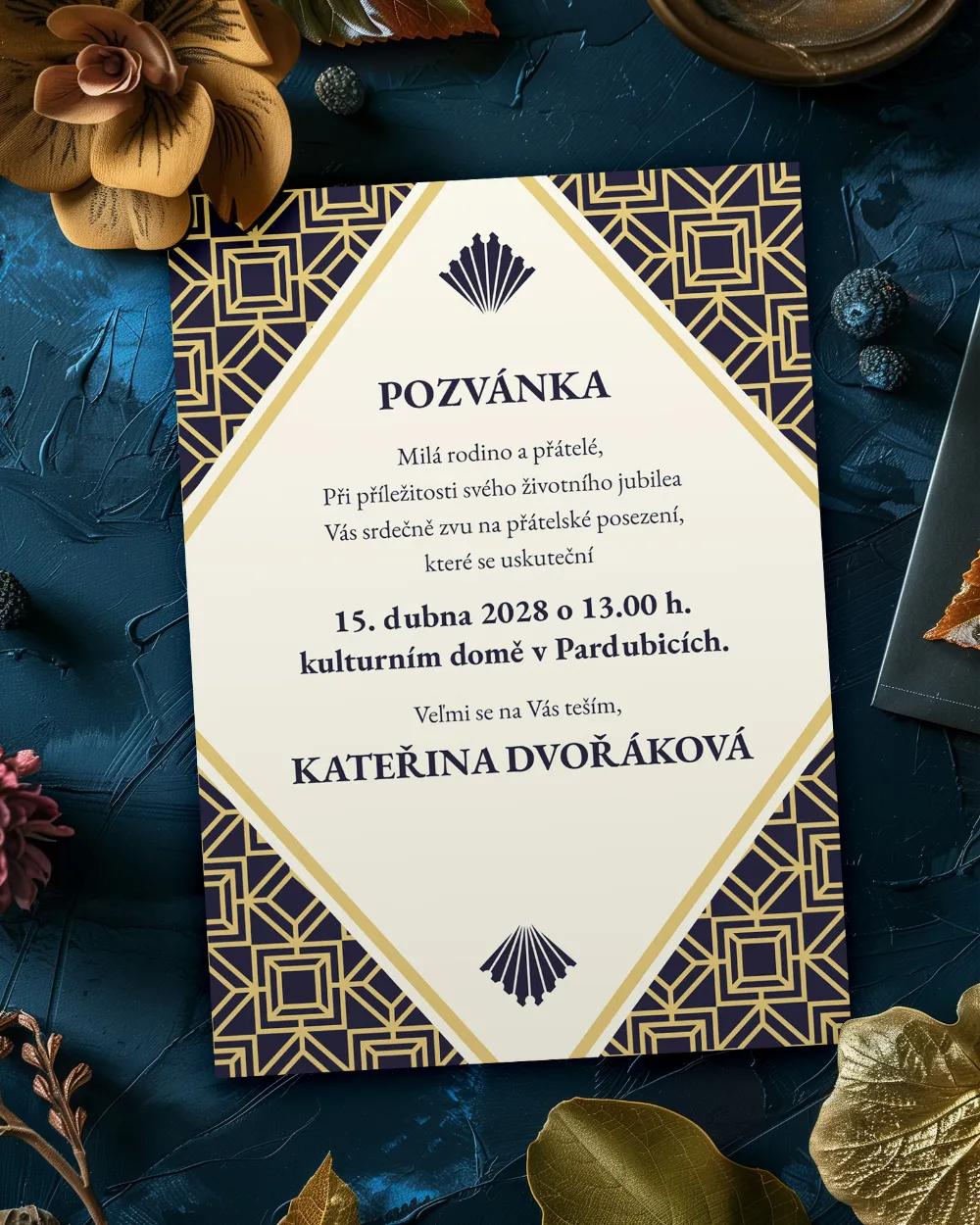 Pozvánka na narozeniny Art Deco 02
