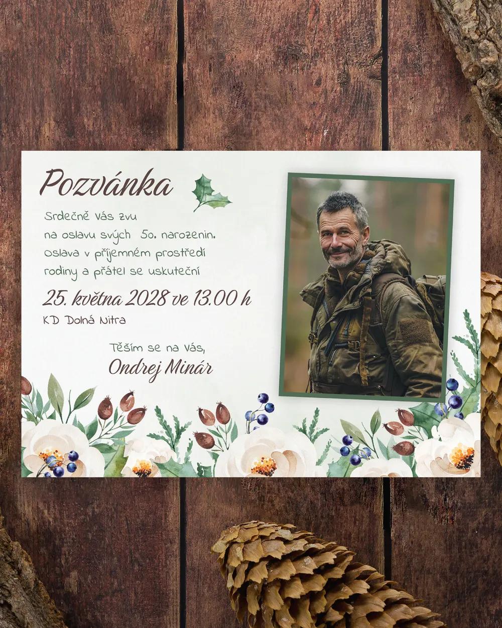 Pozvánka na narozeniny s fotkou Lesní plody