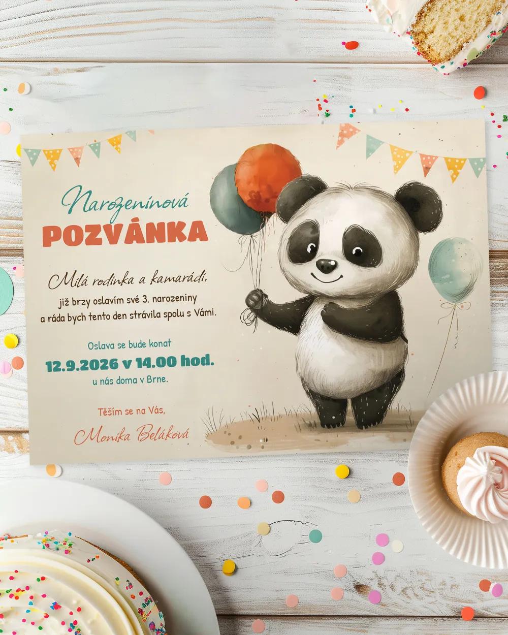 Pozvánka na dětskou oslavu – Panda