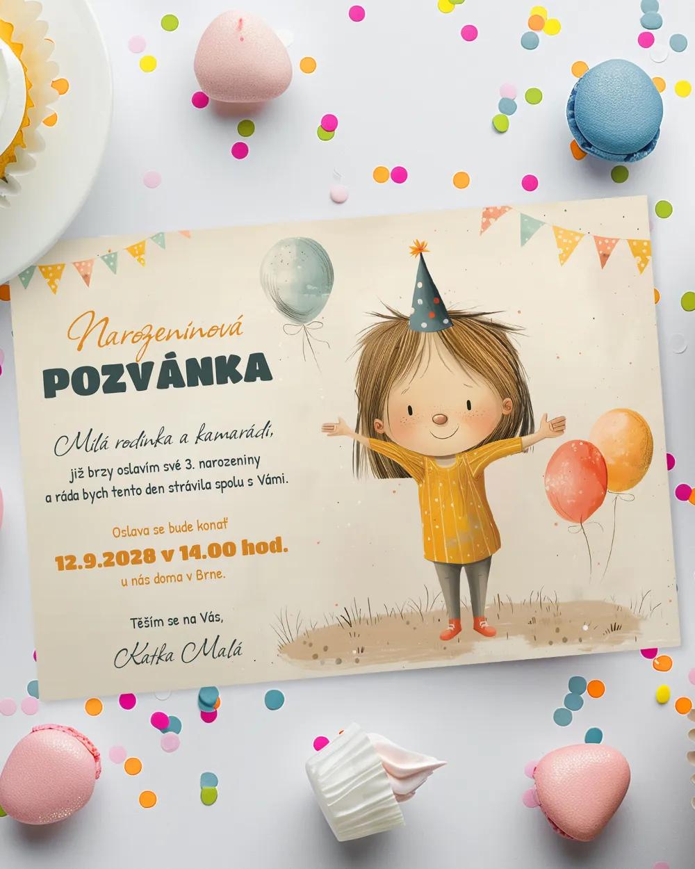 Pozvánka na dětskou oslavu – Holčička