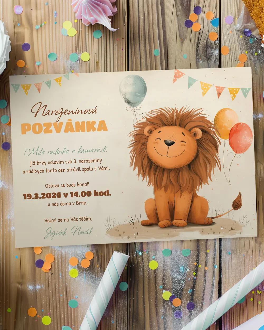 Pozvánka na dětskou oslavu – Lvíček