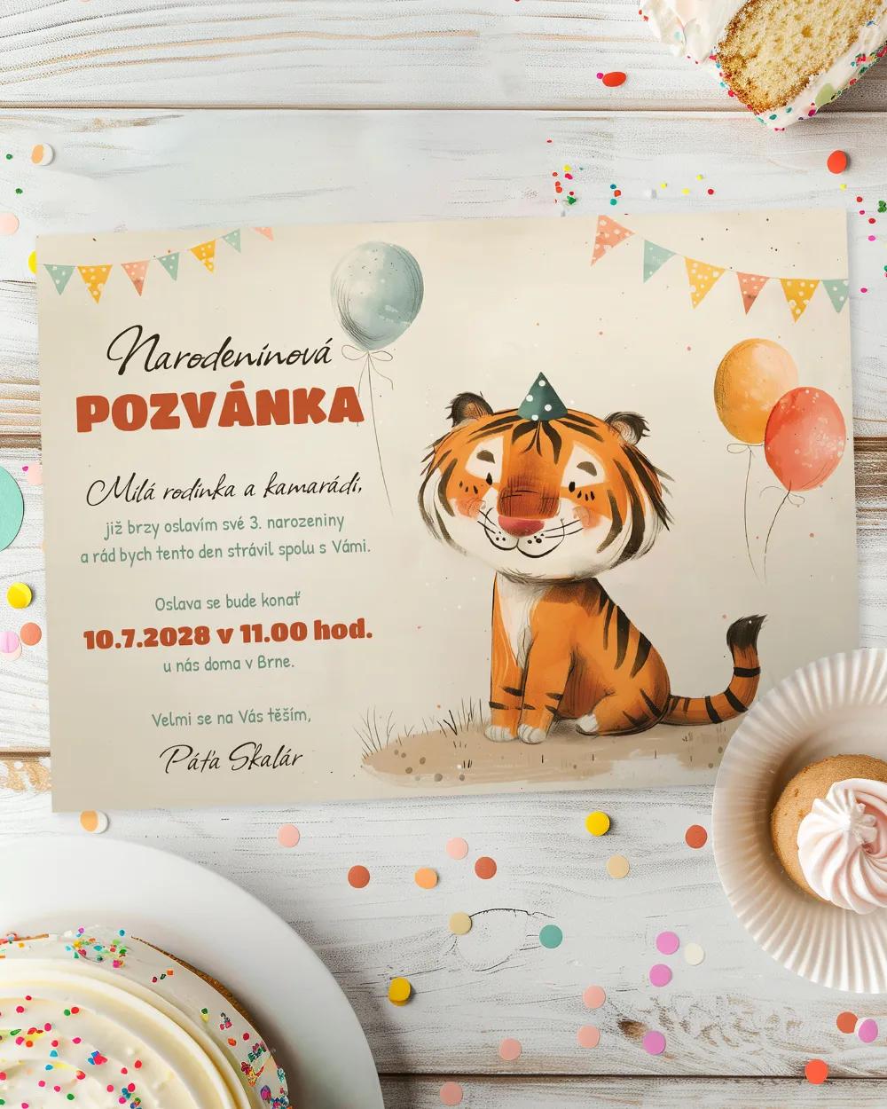 Pozvánka na dětskou oslavu – Tygřík