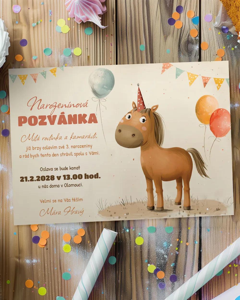 Pozvánka na dětskou oslavu – Koník