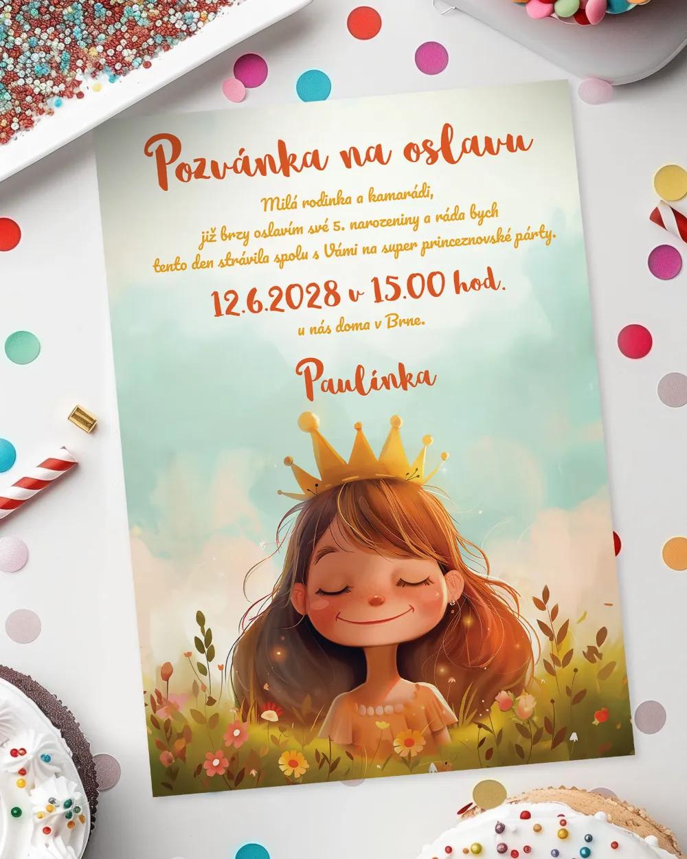 Pozvánka na dětskou oslavu – Přírodní královna