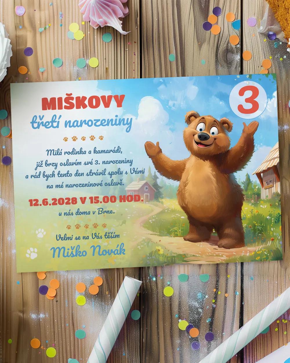 Pozvánka na dětskou oslavu – Pohádka s medvídkem