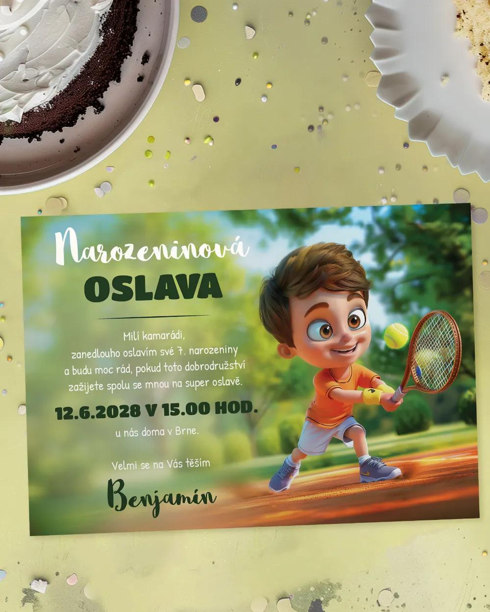 Pozvánka na dětskou oslavu – Tenista