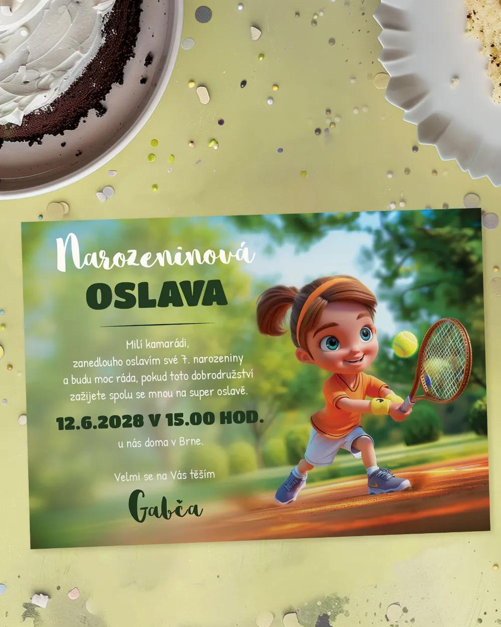 Pozvánka na dětskou oslavu – Tenistka