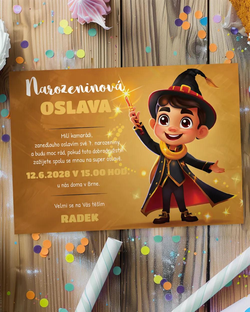 Pozvánka na dětskou oslavu – Malý čaroděj