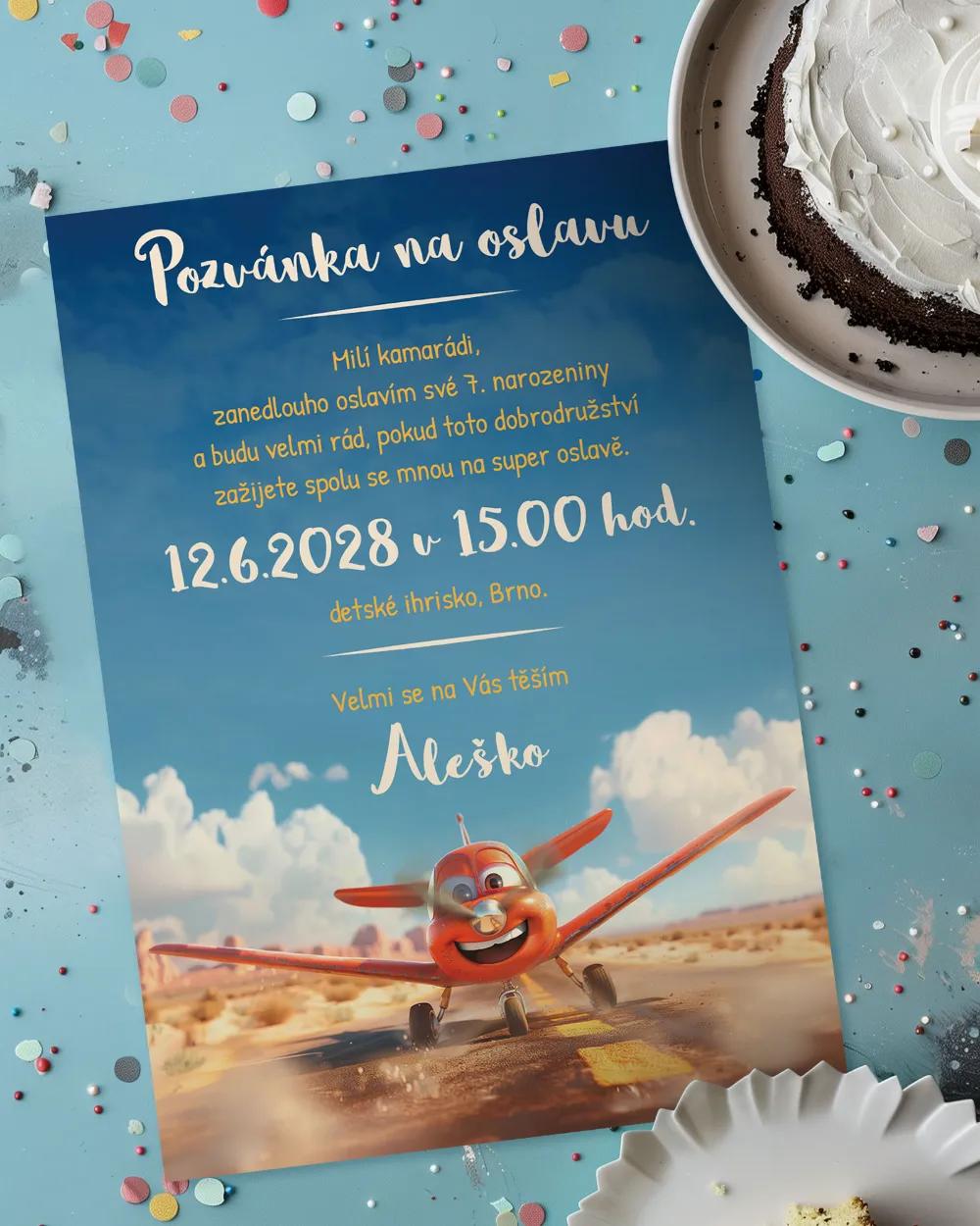 Pozvánka na dětskou oslavu – Letadélko I.