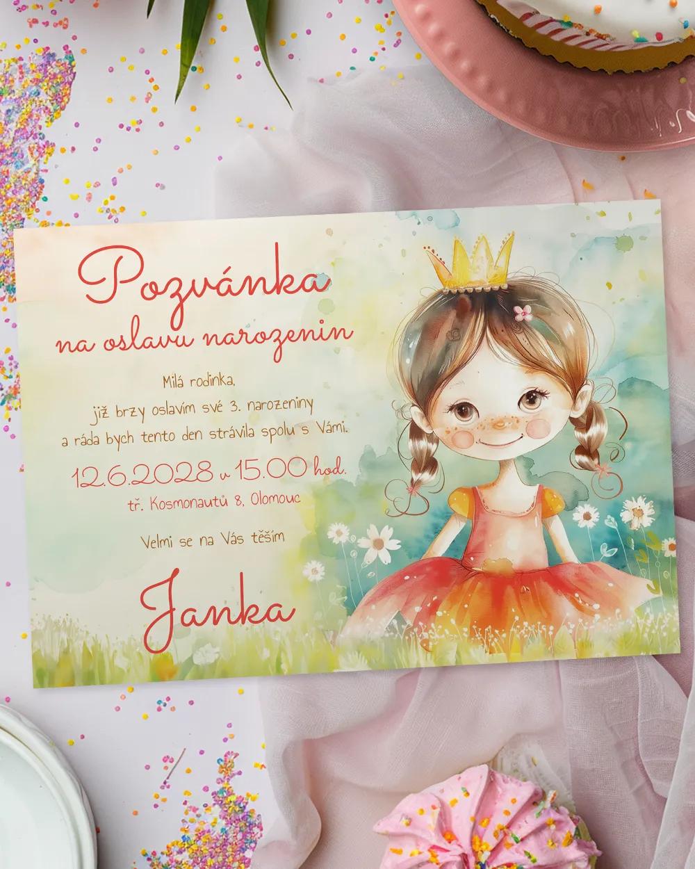 Pozvánka na dětskou oslavu – Přírodní princezna