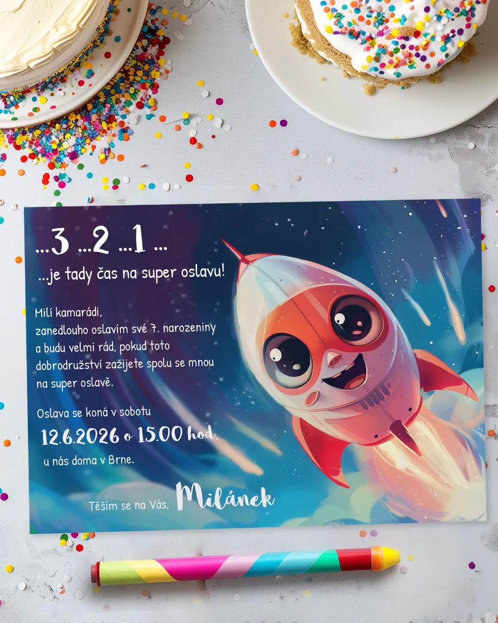 Pozvánka na dětskou oslavu – Raketa