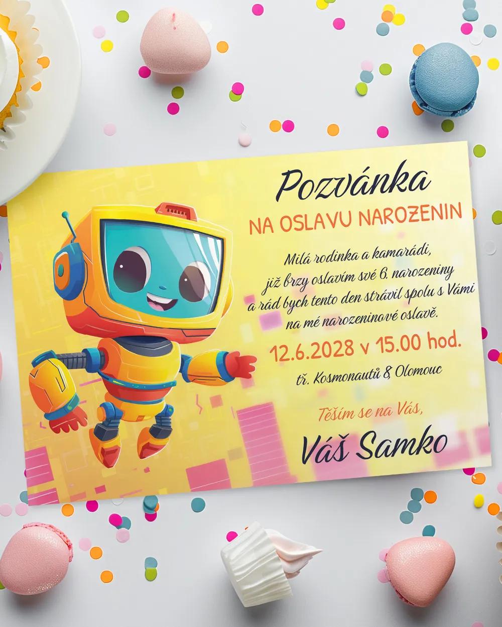 Pozvánka na dětskou oslavu – Robot II.