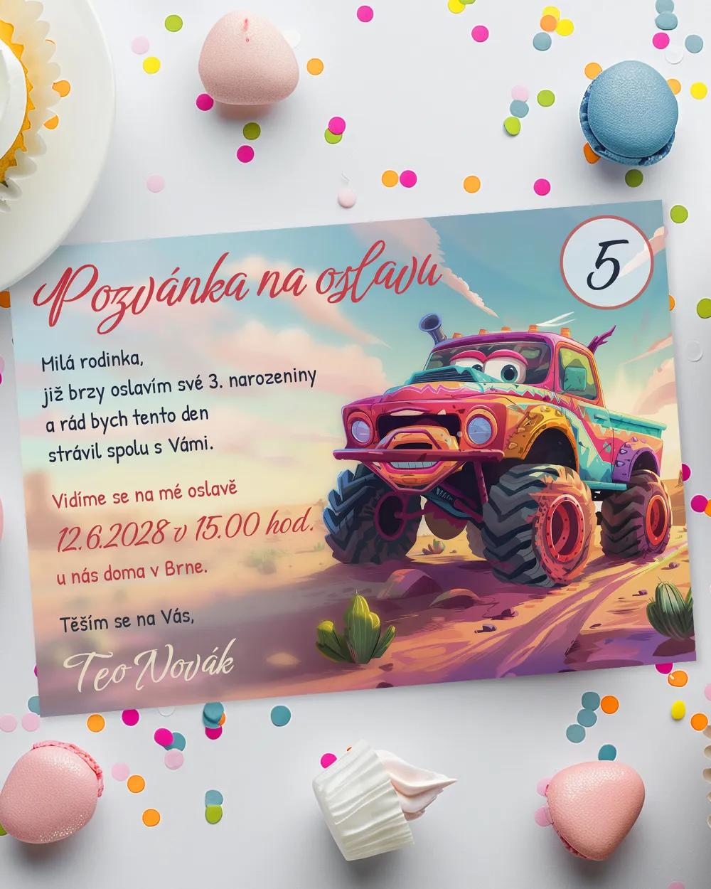 Pozvánka na dětskou oslavu – Monster truck