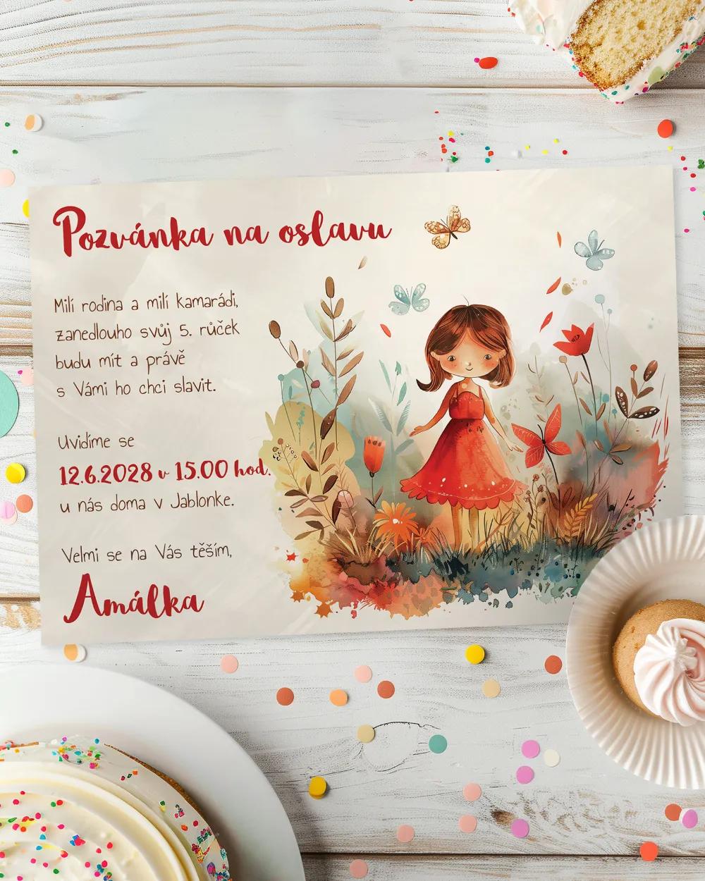 Pozvánka na dětskou oslavu – Podzimní víla