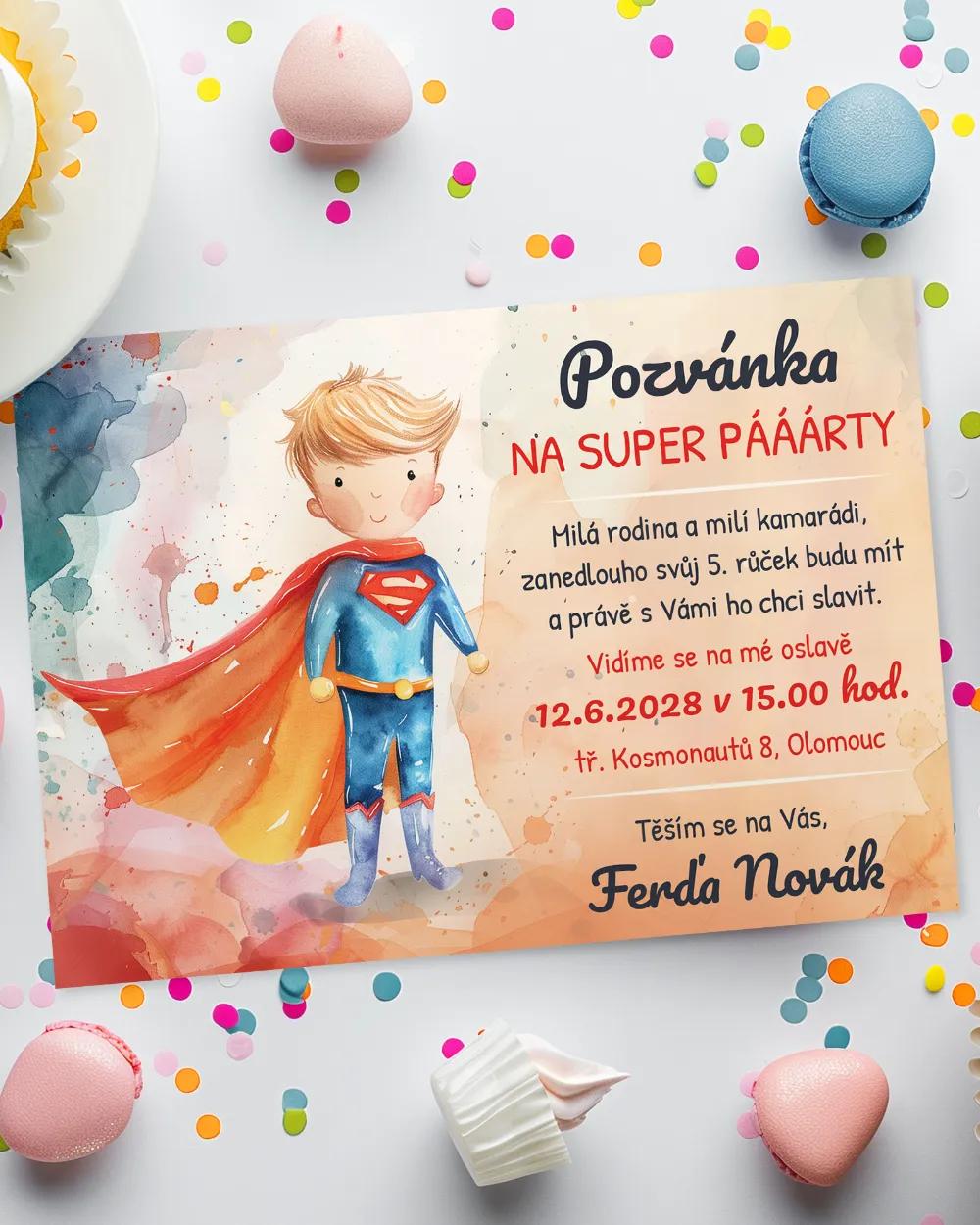 Pozvánka na dětskou oslavu – Superman