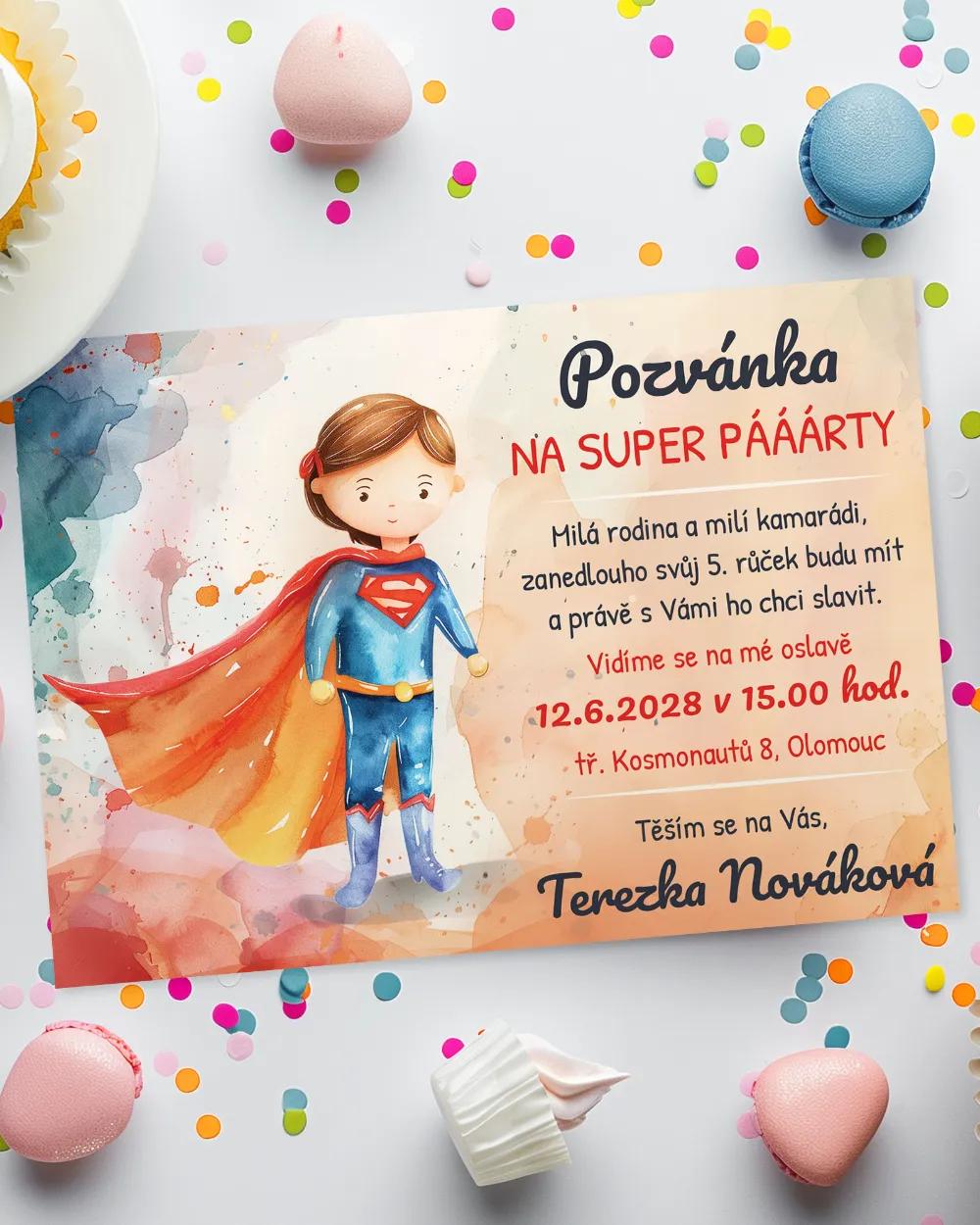Pozvánka na dětskou oslavu – Superžena