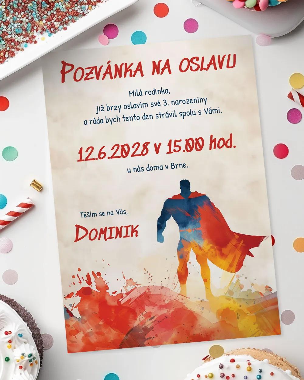 Pozvánka na dětskou oslavu – Superman II.