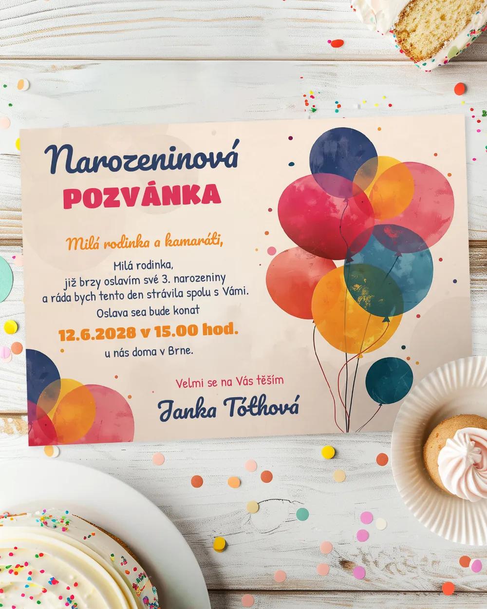 Pozvánka na dětskou oslavu – Balónky II.