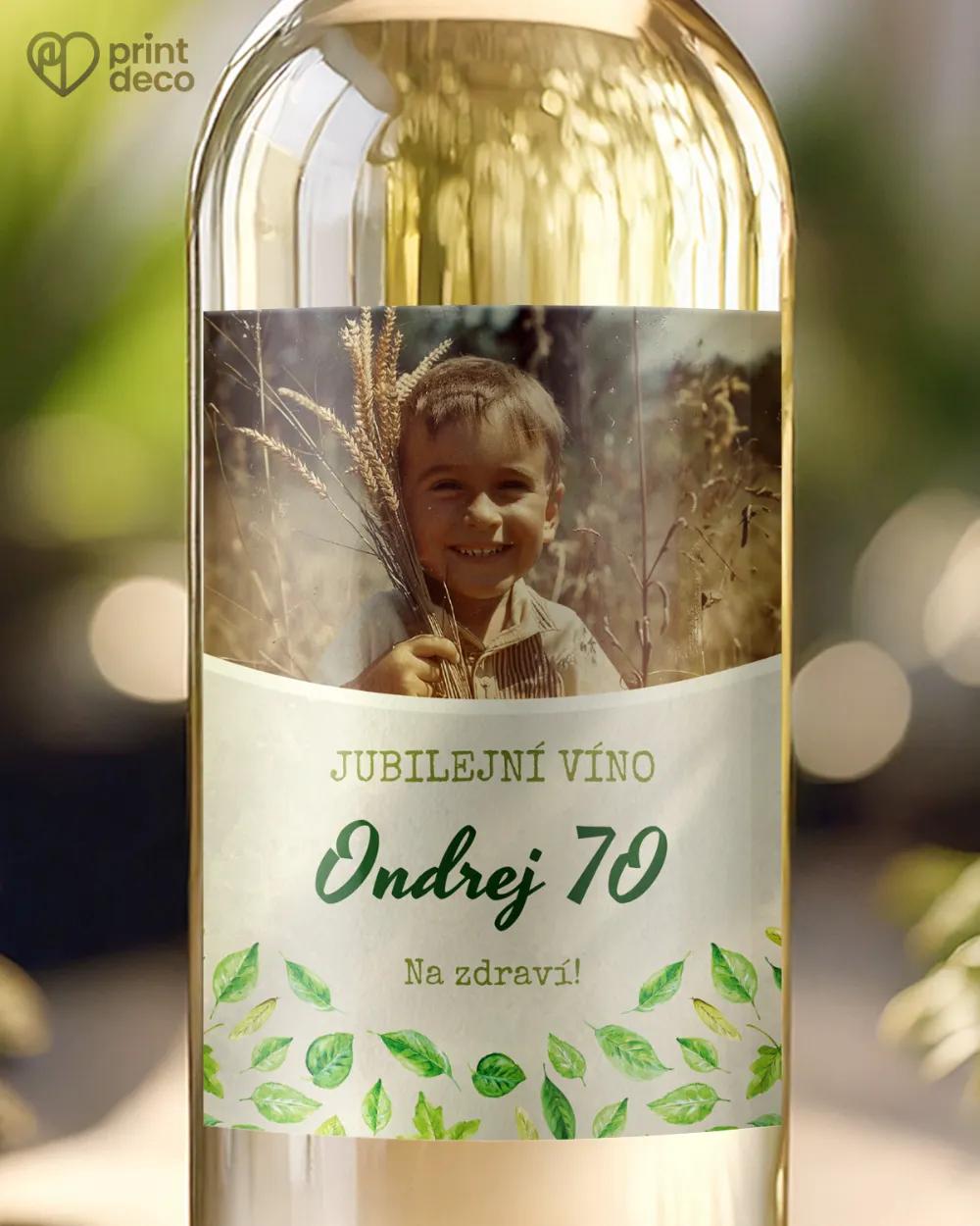 Etikety na láhve Zelené listy s fotografií