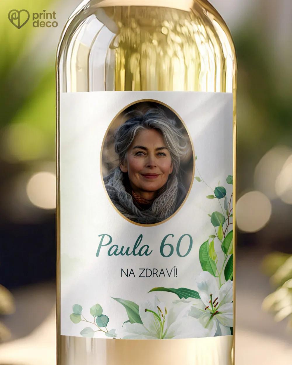 Etikety na láhve Bílé lilie s fotografií