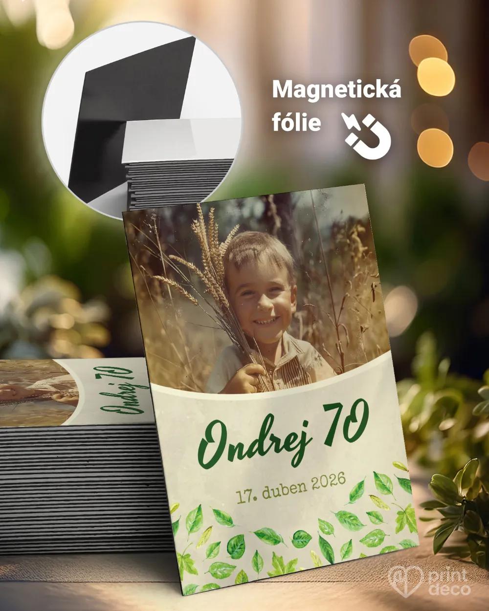 Památeční magnetky z oslavy Zelené listy s fotografií