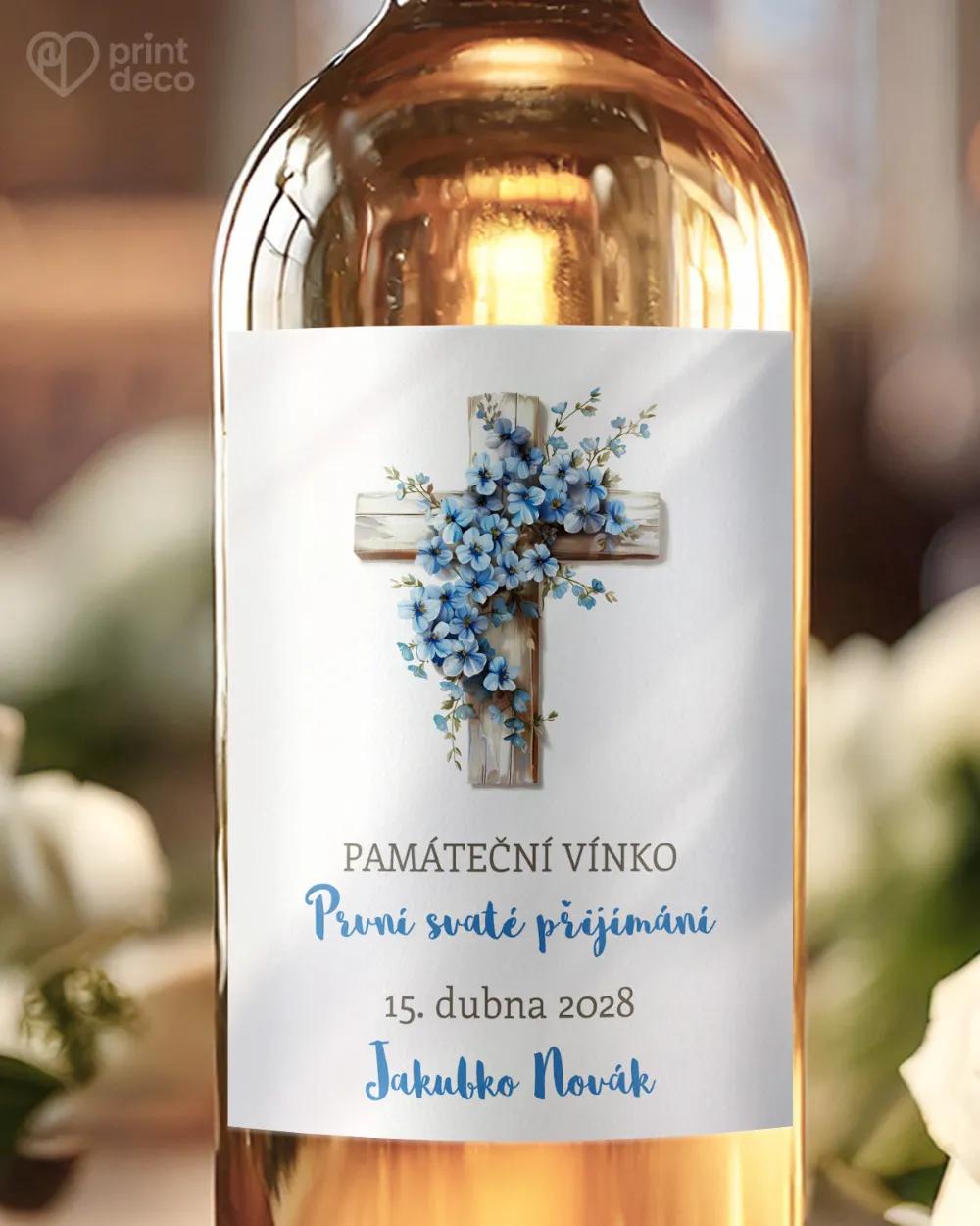 Etikety na víno a pálenku zo sviatosti krstu, prijímania, konfirmácie - motív 32