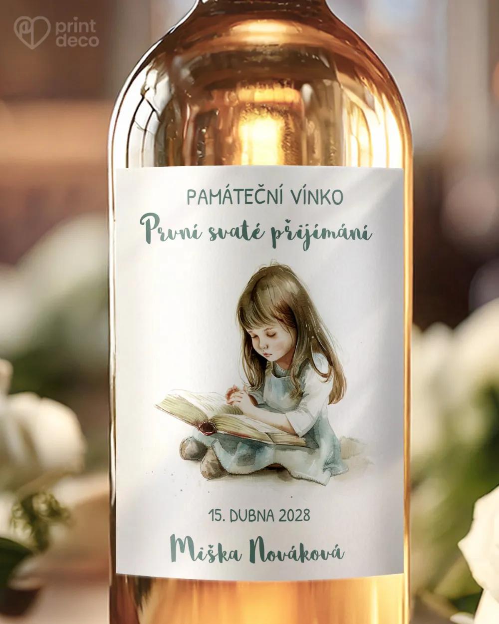 Etikety na láhve na svátost křtu, přijímání, biřmování – motiv 33 dívka