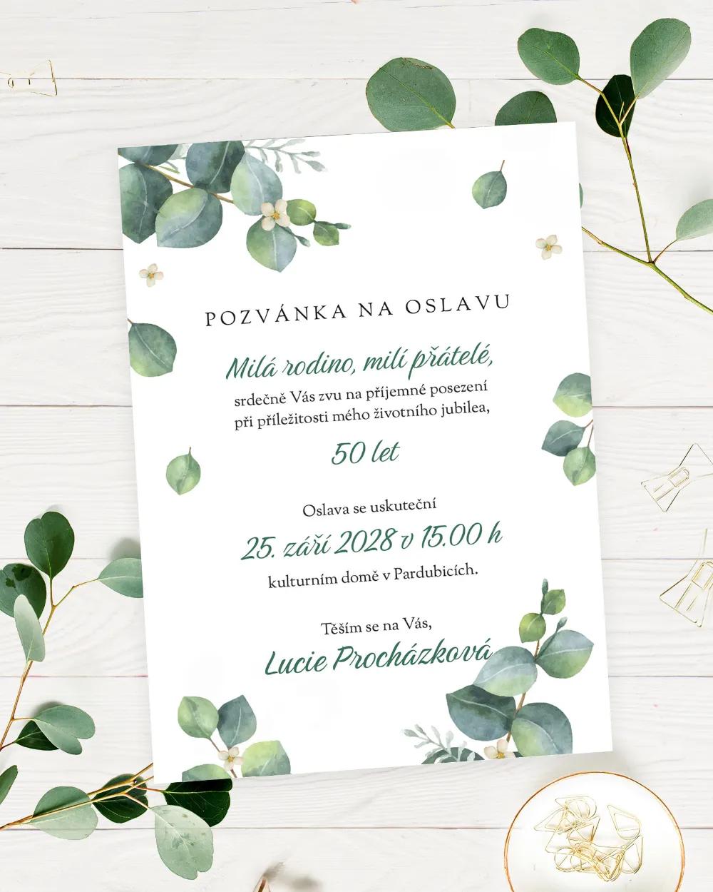 Pozvánka na narozeniny Greenery 04