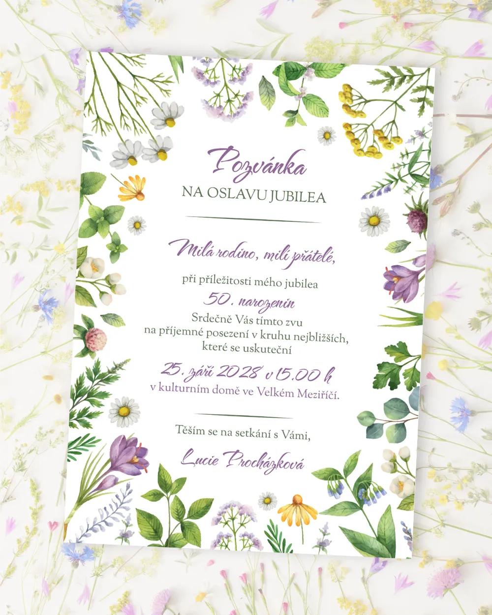 Pozvánka na narozeniny Bylinkový sen