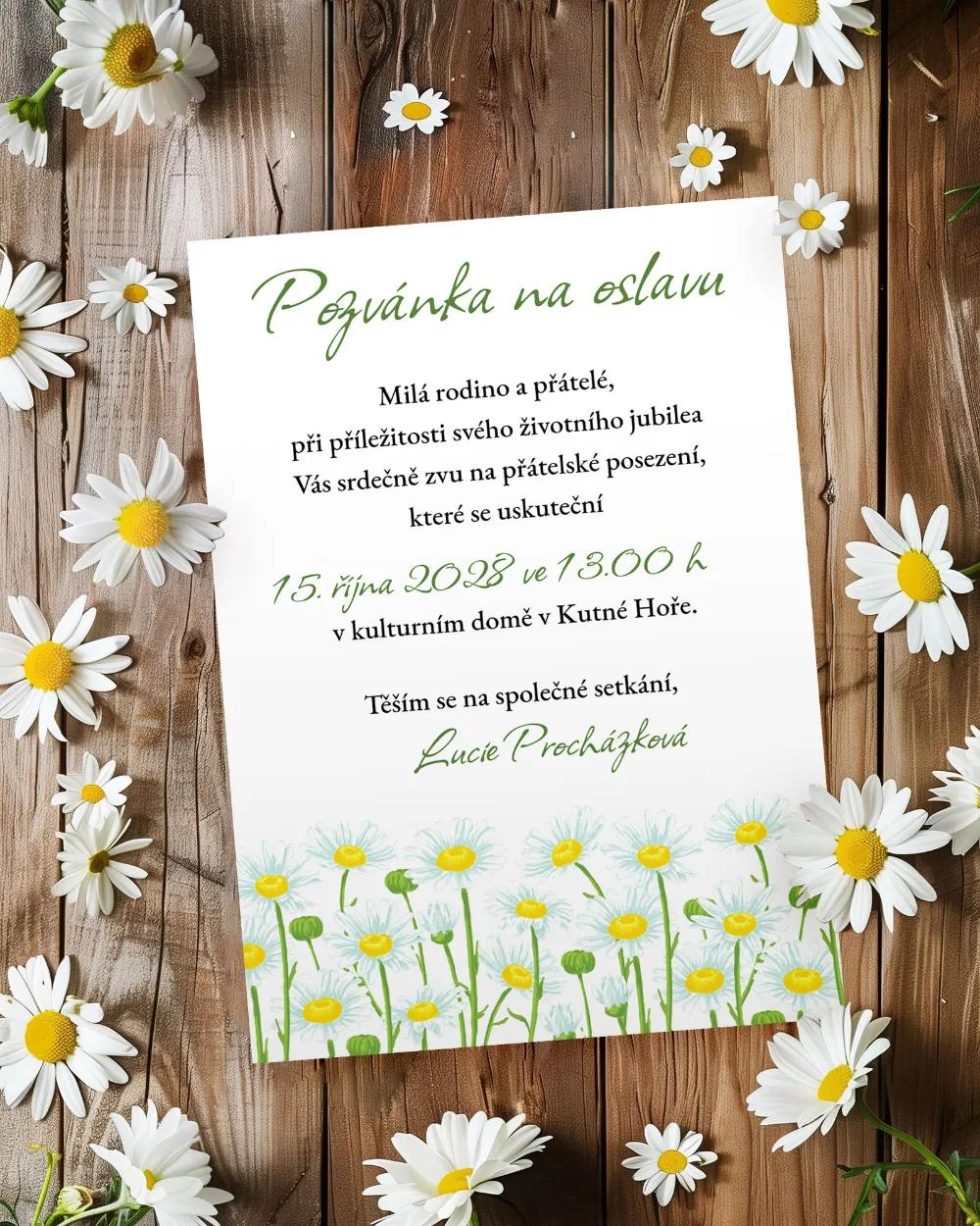 Pozvánka na narozeniny Sedmikrásky