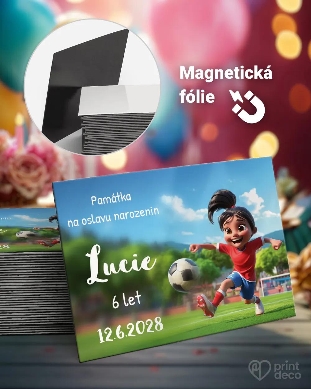 Magnetky z dětské oslavy – Fotbalistka