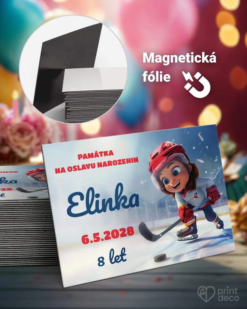 Magnetky z dětské oslavy – Hokejistka