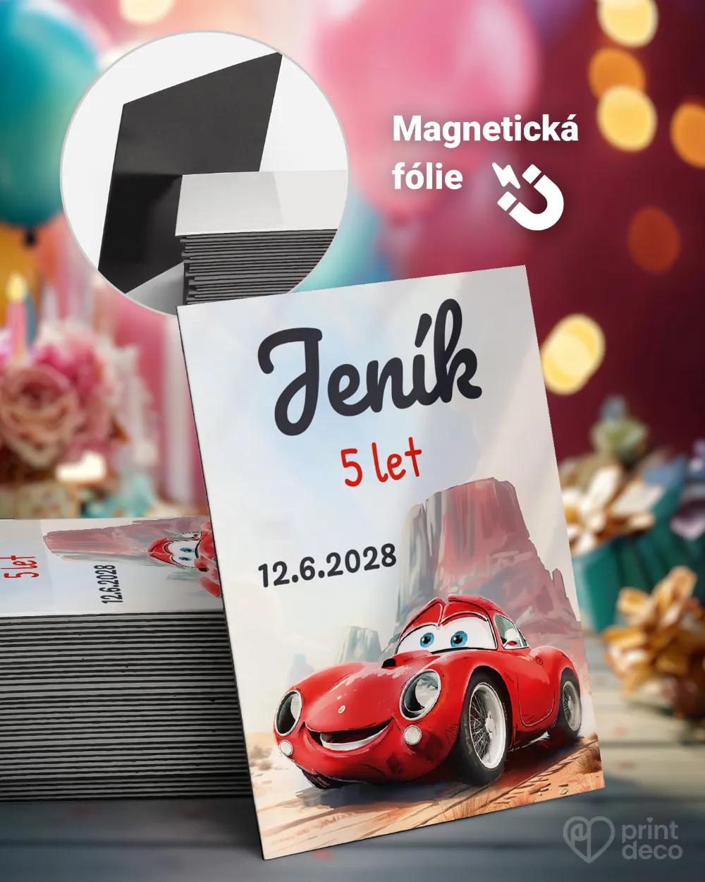 Magnetky z dětské oslavy – Závodní auto