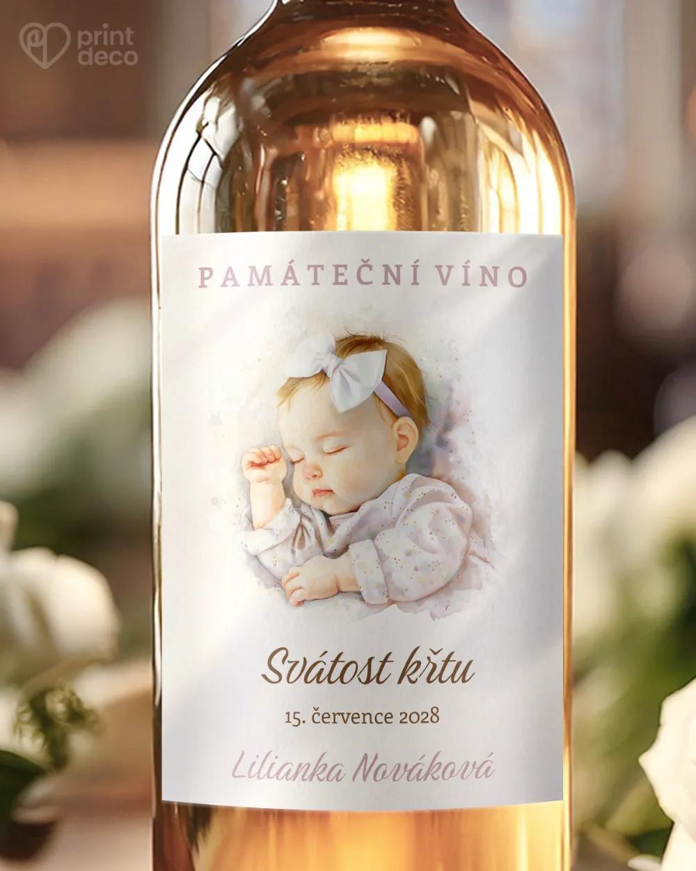 Etikety na láhve na svátost křtu, přijímání, biřmování – motiv 59 dívka