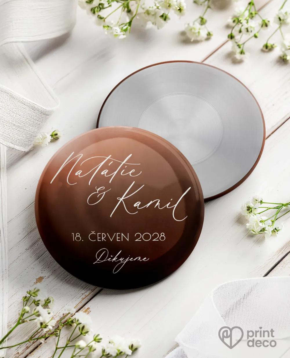 Kovové svatební magnetky - Akvarelová láska (měděná)