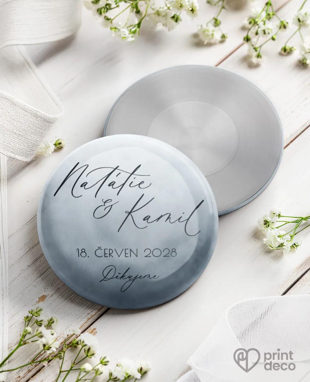 Kovové svatební magnetky - Akvarelová láska (šedo-modrá)