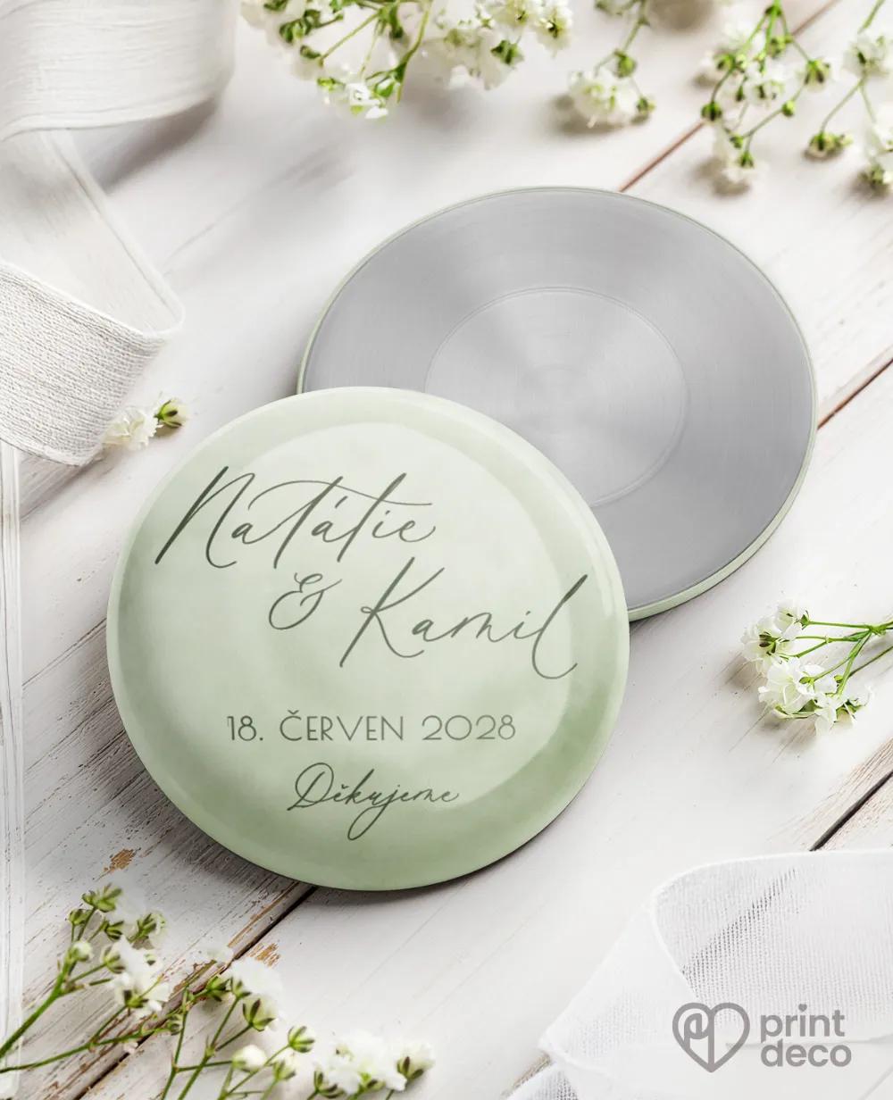 Kovové svatební magnetky - Akvarelová láska (zelená)