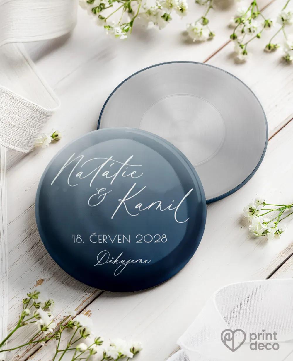 Kovové svatební magnetky - Akvarelová láska (modrá)