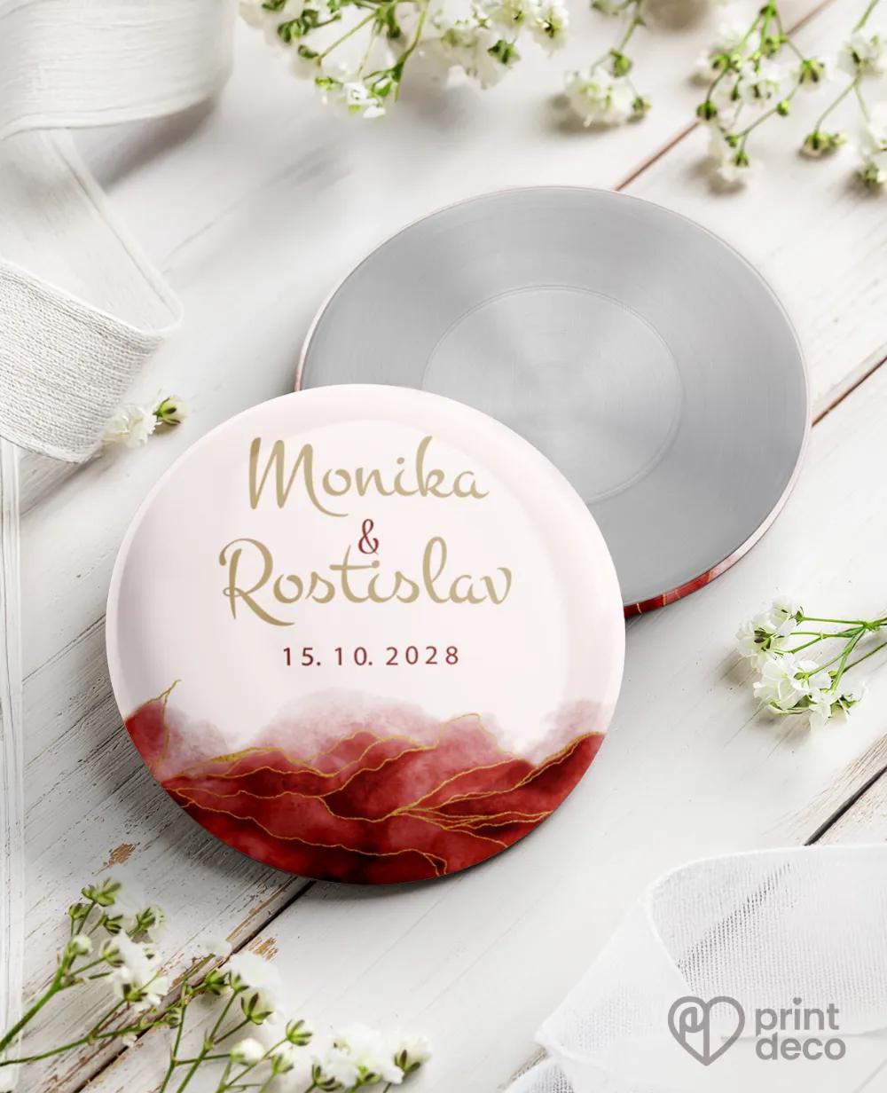 Kovové svatební magnetky - Abstrakt IV. Bordó