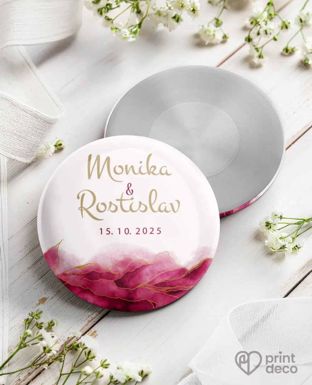 Kovové svatební magnetky - Abstrakt IV. Růžová