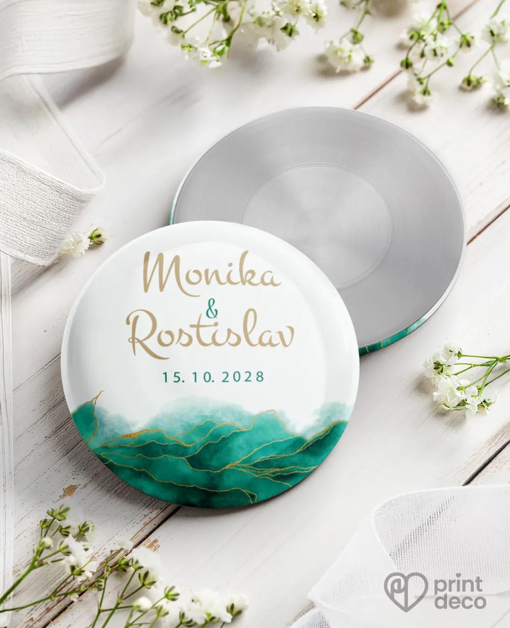 Kovové svatební magnetky - Abstrakt IV. Smaragdová