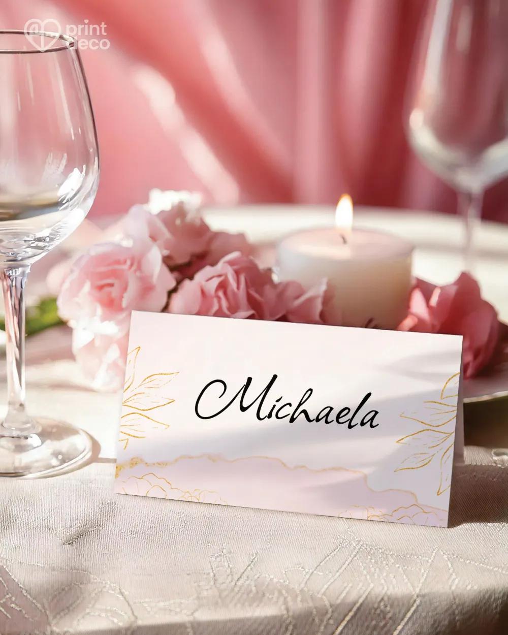 Jmenovky na oslavu Mramor s květinami II.