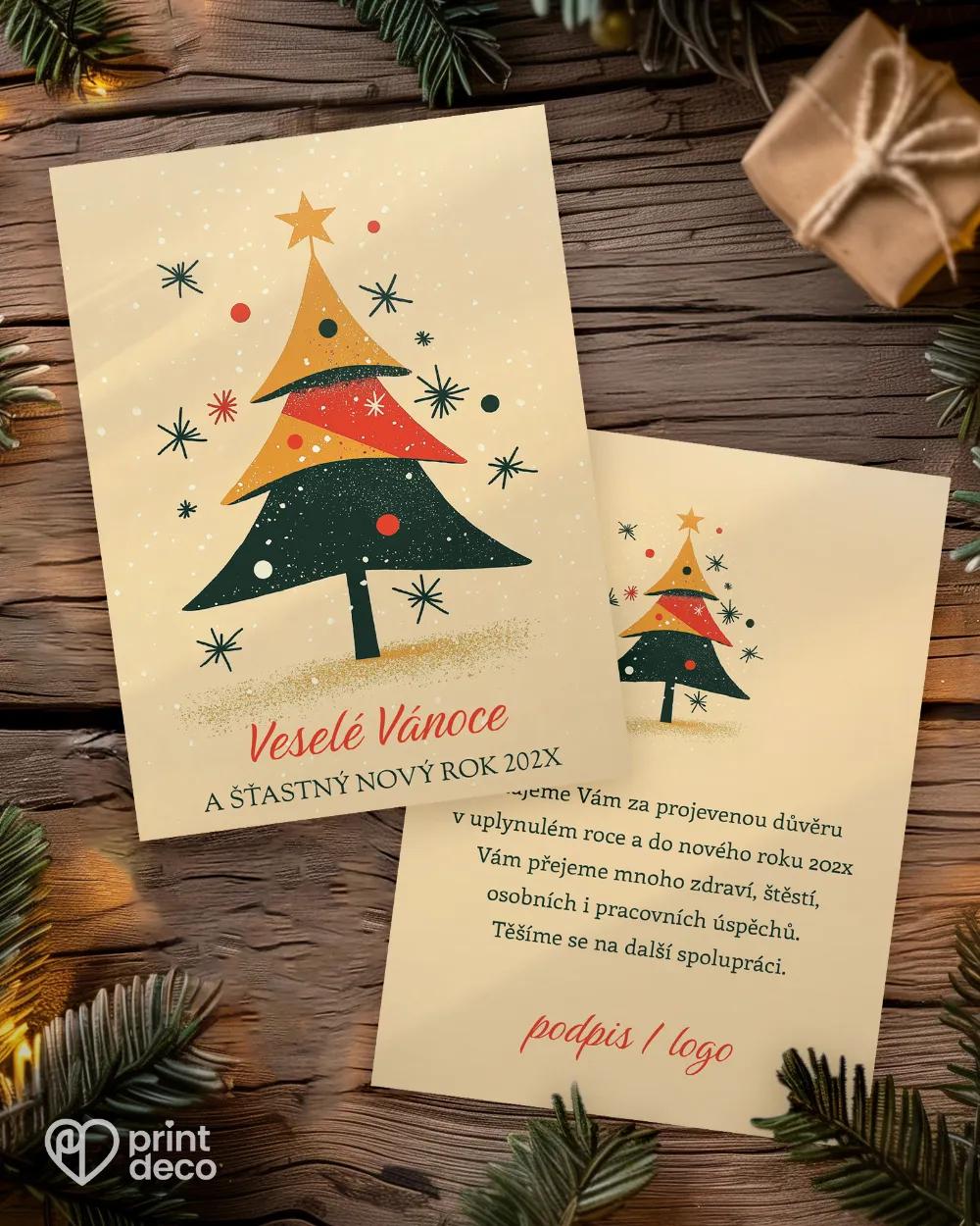Vánoční přání Retro stromeček