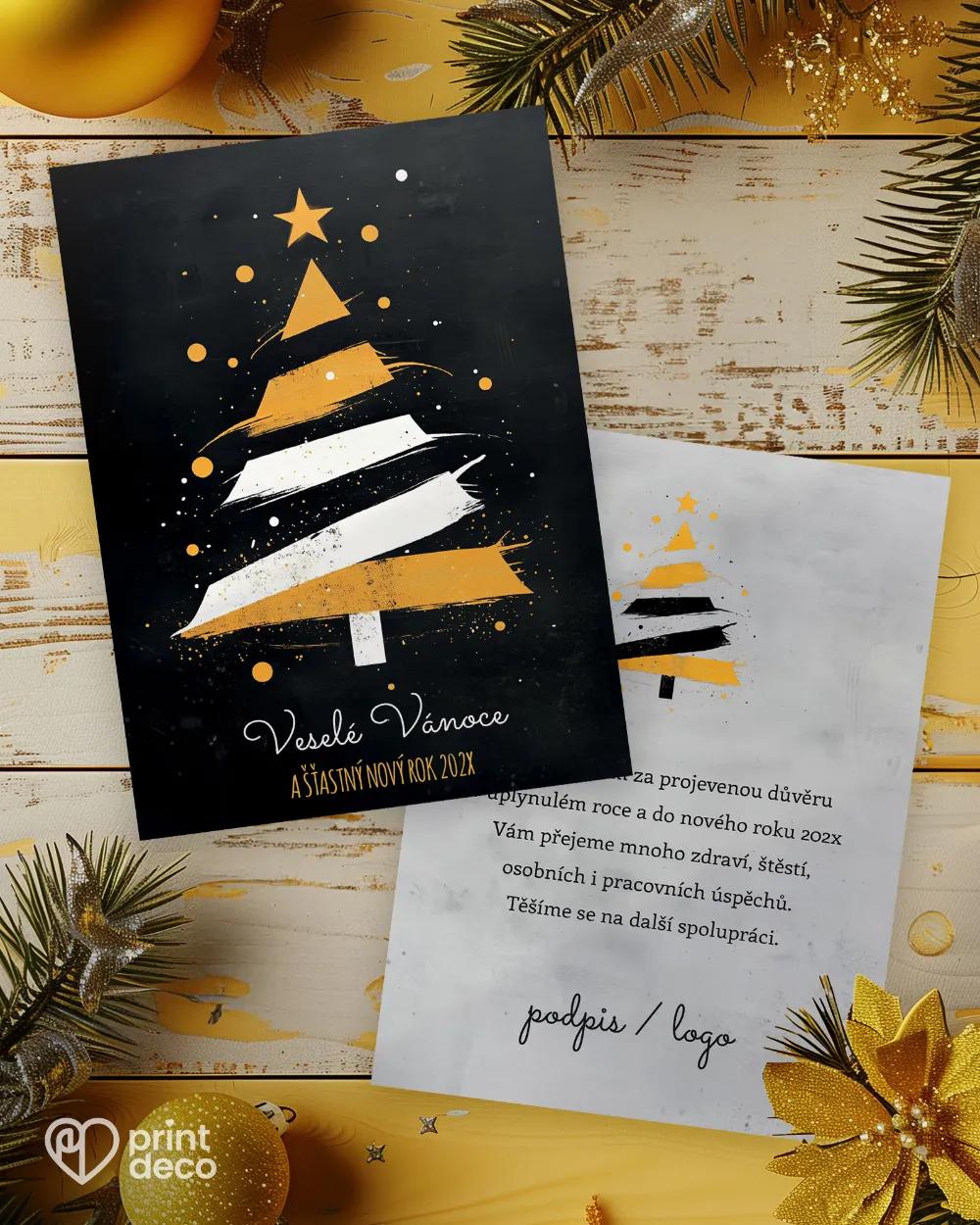 Vánoční přání Žluto-černá elegance