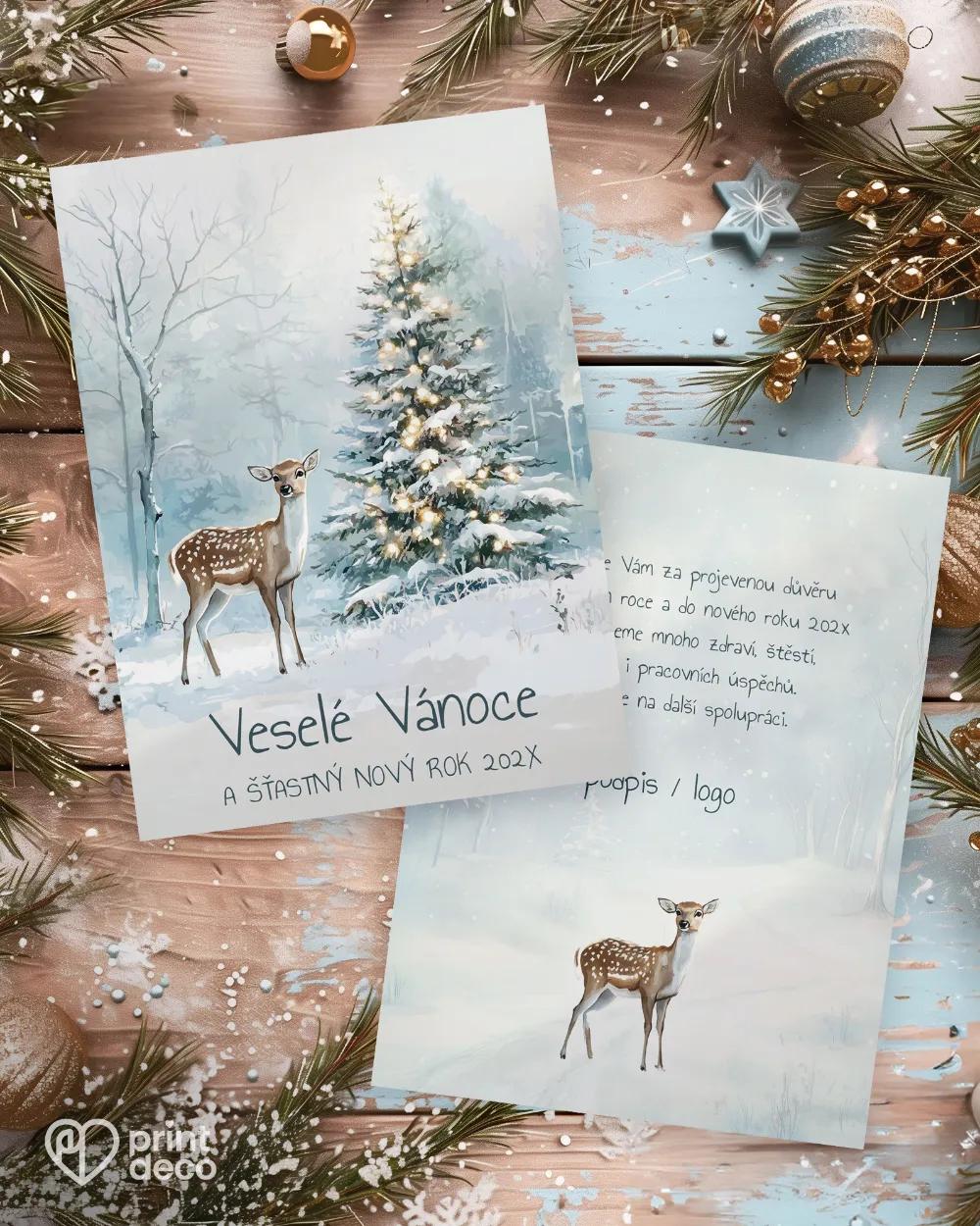 Vánoční přání Klid zimního lesa (na výšku)