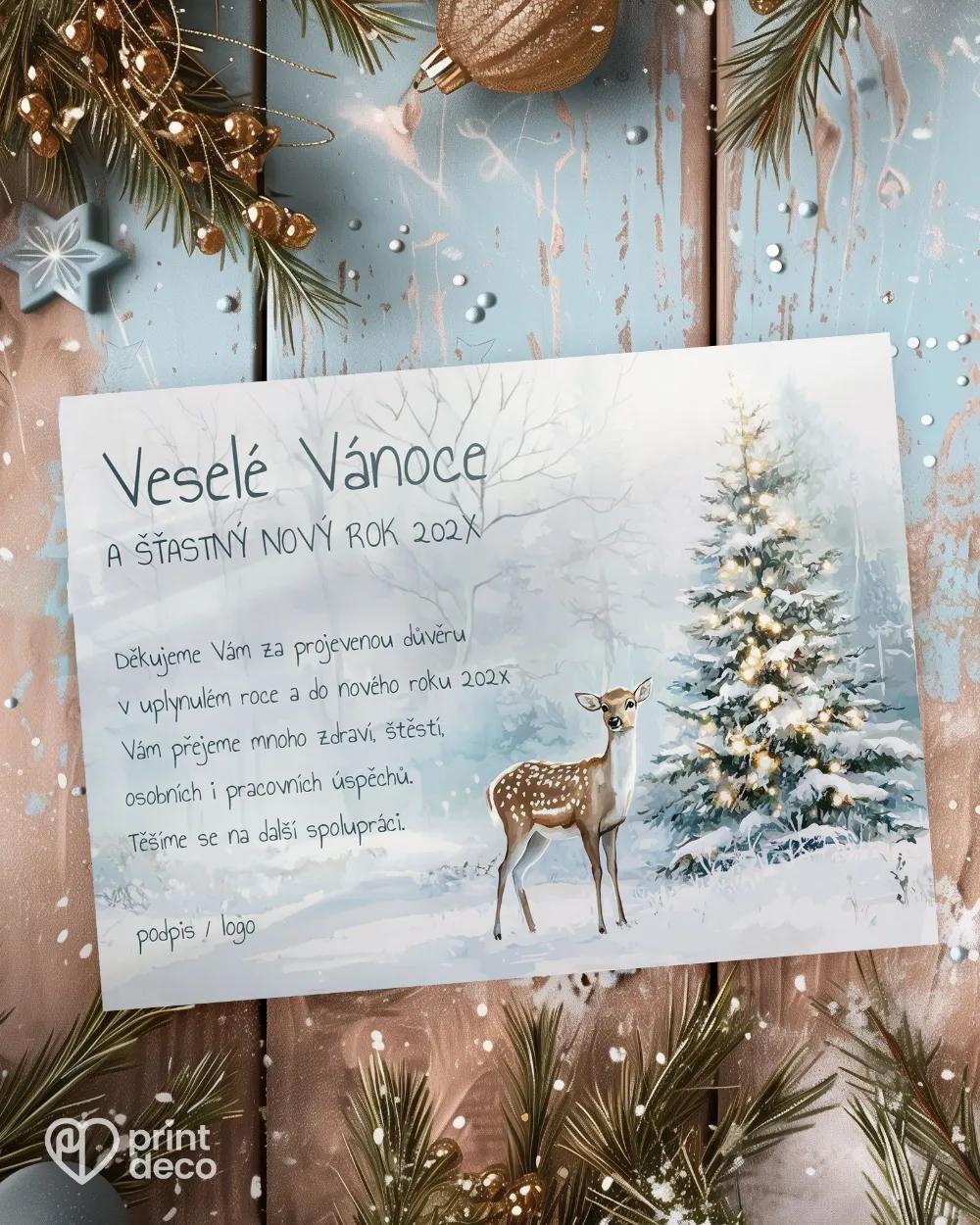 Vánoční přání Klid zimního lesa (na šírku)