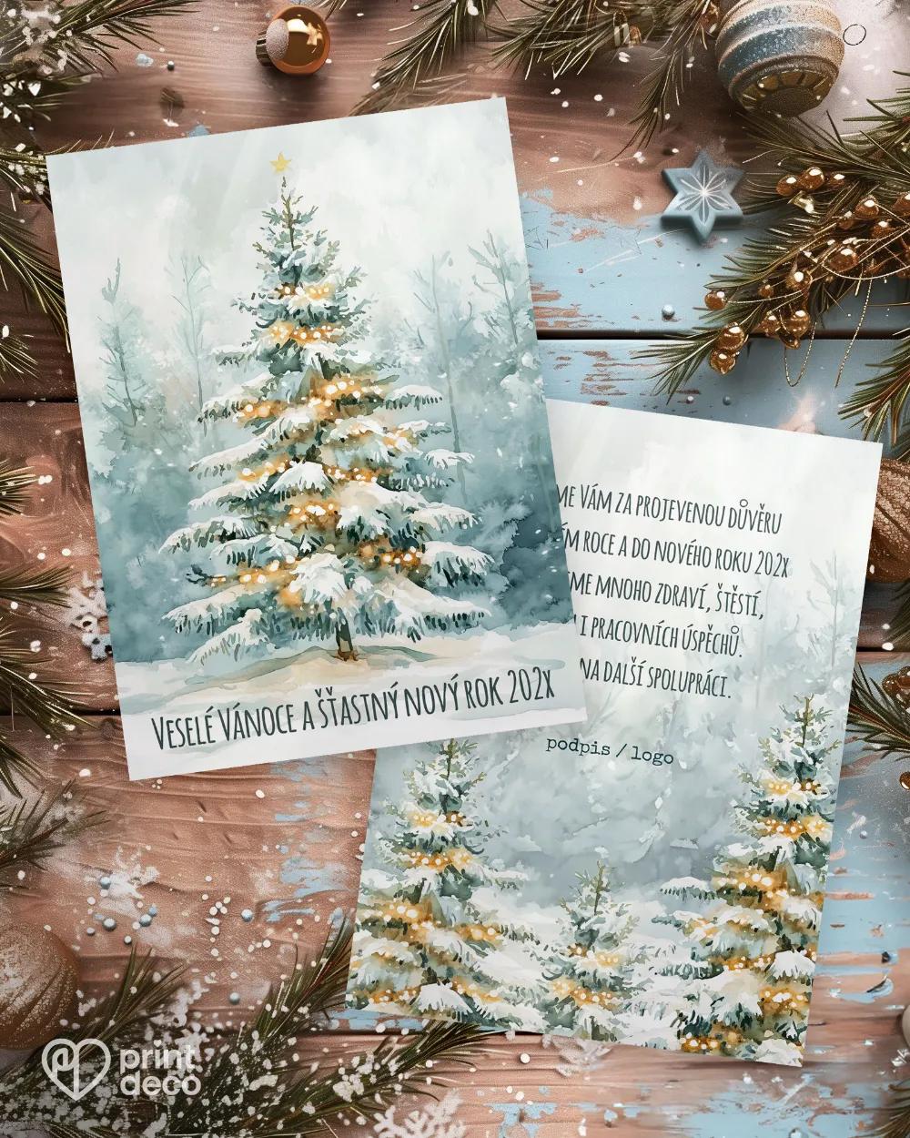 Vánoční přání Zasněžený stromek